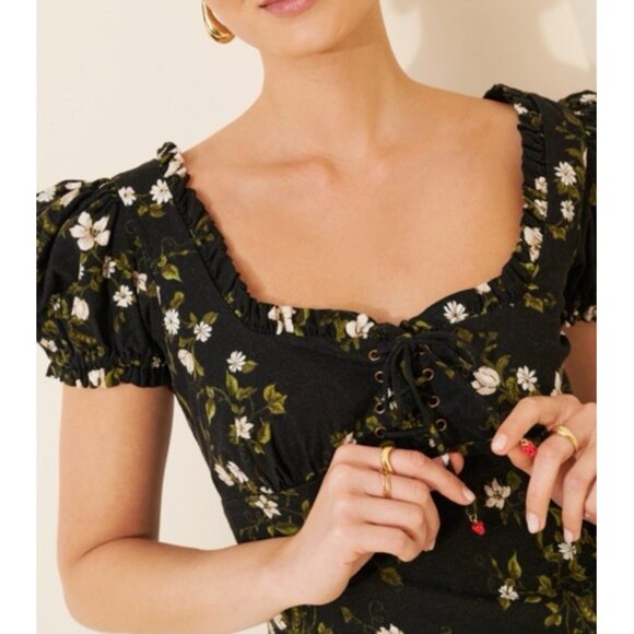 NWT Size 1X - Anthropologie Linen Blend smocked Puff-Sleeve Midi Dress ( US$178) - Picture 8 of 15